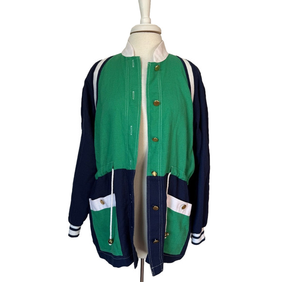 New Joyce Sportswear Vtg Women's 10 Kelly Green Colorblock Sport Anorak Jacket - Picture 1 of 11